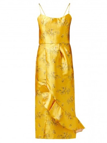 JOHANNA ORTIZ Escape With Me yellow floral-print satin dress - flipped
