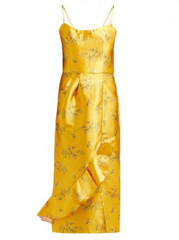 JOHANNA ORTIZ Escape With Me yellow floral-print satin dress
