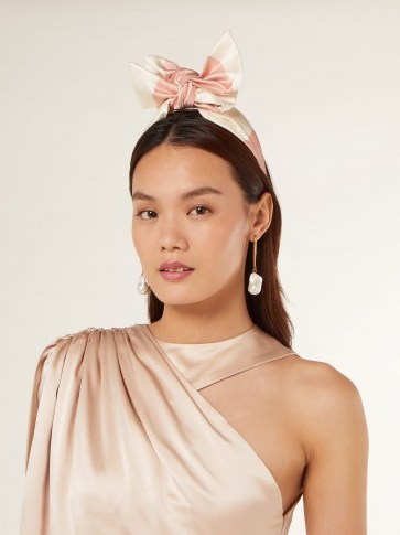 BENOÎT MISSOLIN Eugenie pink and white bow headband ~ feminine headbands - flipped