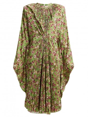 VETEMENTS Green floral-print pleated dress