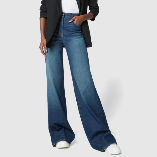 Frame LE PALAZZO DENIM PANTS in EAGLE POINT ~ extreme flares - flipped