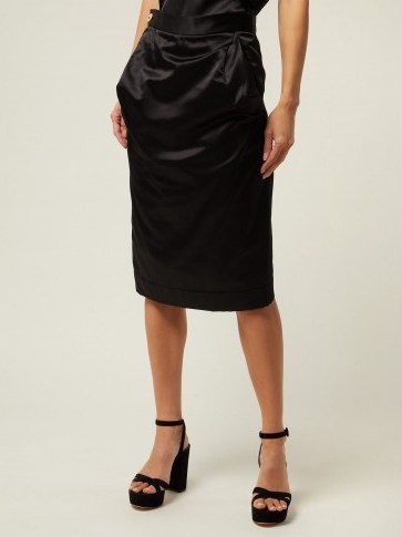VIVIENNE WESTWOOD ANGLOMANIA Gathered black satin pencil skirt - flipped
