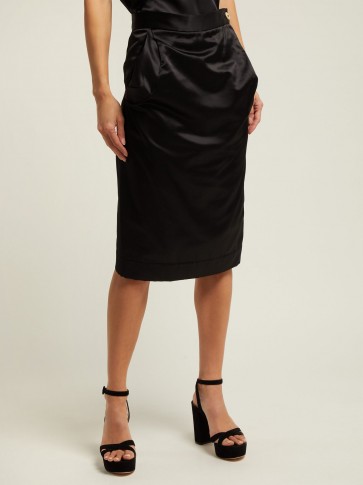 VIVIENNE WESTWOOD ANGLOMANIA Gathered black satin pencil skirt
