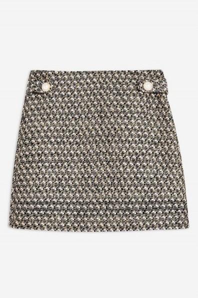 TOPSHOP Gem Boucle Skirt – tweed mini
