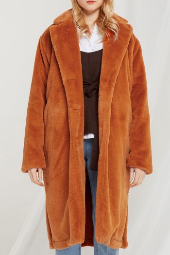 STORETS GIA FUZZY COAT in orange | faux fur winter coats