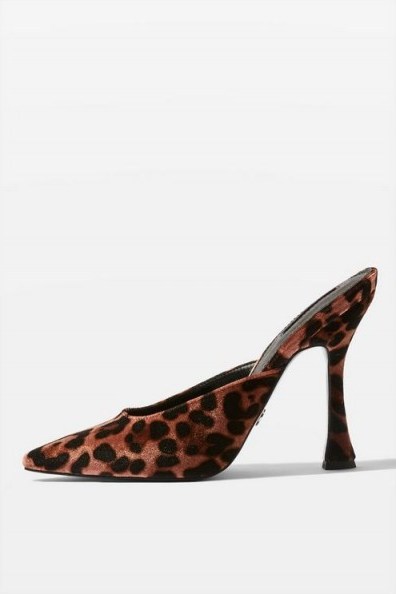 TOPSHOP GLOSS Pointed Mules in true leopard – glamorous party heels - flipped
