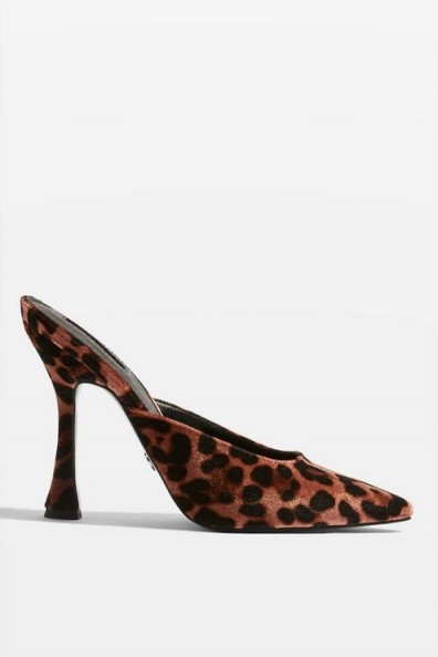 TOPSHOP GLOSS Pointed Mules in true leopard – glamorous party heels