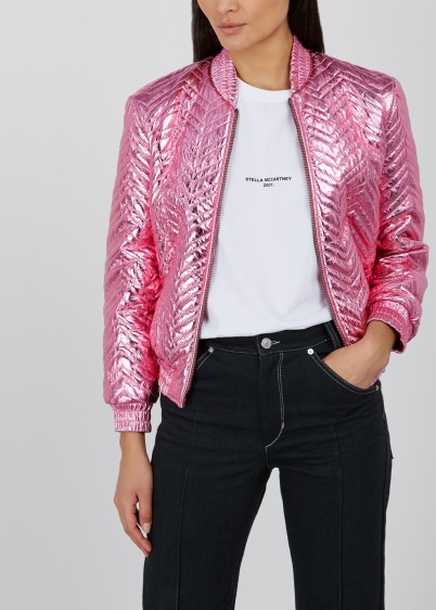 GUCCI Quilted metallic-pink leather bomber jacket ~ casual luxe clothing