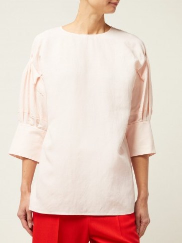 JIL SANDER Gyre dropped puff-sleeve blouse in pink - flipped