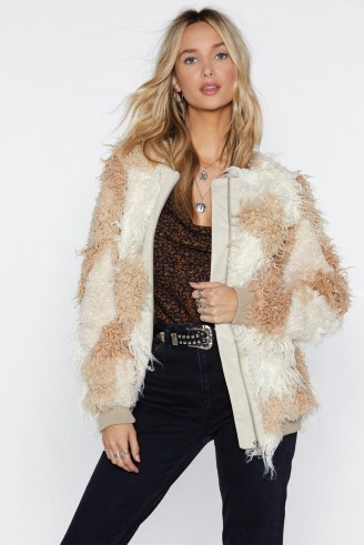 NASTY GAL Hope Fur the Best Faux Fur Jacket in Cream – two tone jackets