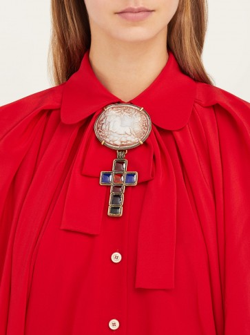 GUCCI Horse and cross cameo brooch ~ statement brooches
