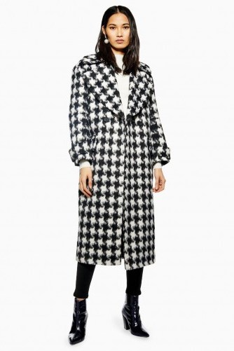 Topshop Houndstooth Coat in Monochrome | large black and white dogtooth checks - flipped