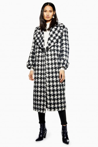 Topshop Houndstooth Coat in Monochrome | large black and white dogtooth checks