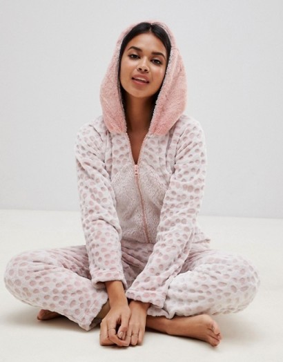 Hunkemoller Dinosaur Monster Fleece Onesie in pink – snuggly onesies – cute Xmas gift