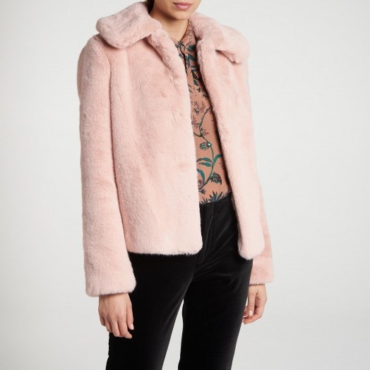 L.K. BENNETT IVONE PINK COAT / luxury winter jacket - flipped