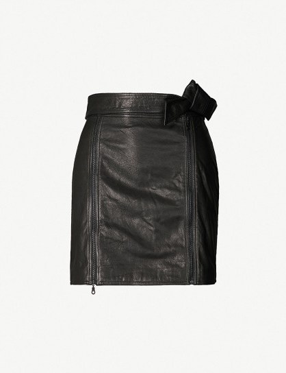 J BRAND FASHION Christa black leather mini skirt - flipped