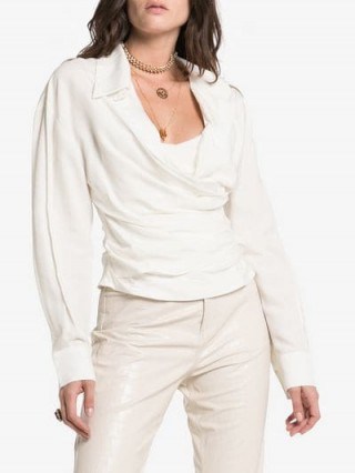 Jacquemus White Fitted Wrap Blouse - flipped