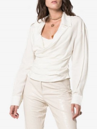 Jacquemus White Fitted Wrap Blouse