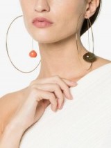 Jacquemus Gold-Tone L’Orange Dangling Pendant Hoop Earrings / orange and green stone statement jewellery