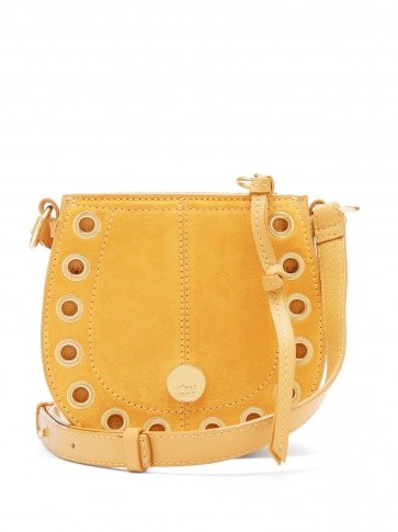 SEE BY CHLOÉ Kriss mini leather and suede cross-body bag in mustard ~ yellow 70s vintage style crossbody - flipped