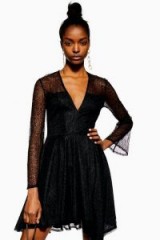 Topshop Lace Hanky Hem Skater Dress in Black | fit and flare party dresses