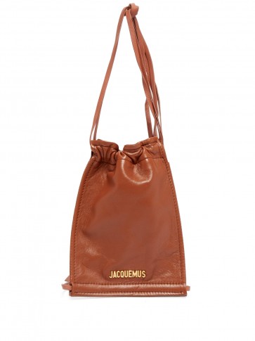 JACQUEMUS Le Pequeno drawstring brown leather bag