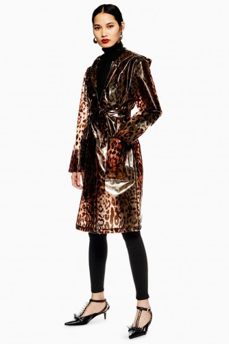 Topshop Leopard Print Mac in Brown | semi transparent rain coats