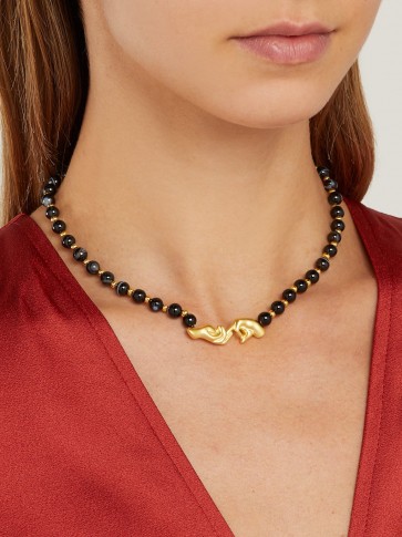 ANISSA KERMICHE Les Mains gold-plated and black onyx necklace