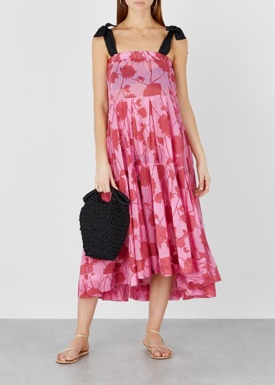 LILA.EUGÉNIE Pink floral-print voile dress / feminine sundress - flipped
