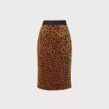 L.K. BENNETT LOE LEOPARD PRINT SKIRT IN ANIMAL / brown velvet pencil skirts