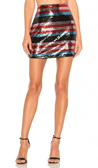 Lovers + Friends DONNA MINI SKIRT in MULTI | striped sequin skirt | sequinned party fashion - flipped