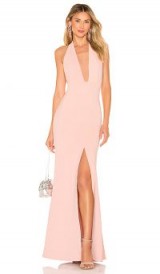 Lovers + Friends MORA HALTER GOWN in LIGHT-PINK | glamorous party halterneck