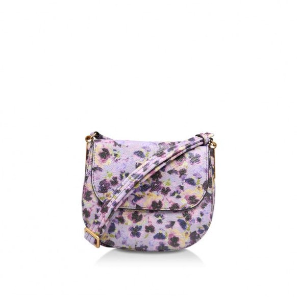 KURT GEIGER LONDON LEATHER EMMA SMALL SADDLE BAG in lilac - flipped