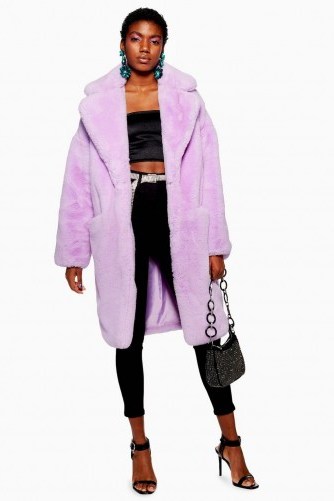 TOPSHOP Lilac Luxe Faux Fur Coat - flipped