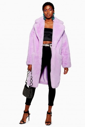TOPSHOP Lilac Luxe Faux Fur Coat
