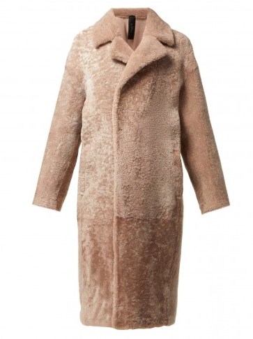 GIANI FIRENZE Marina pink reversible single-breasted shearling coat ~ winter luxe - flipped