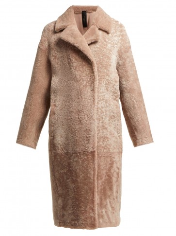 GIANI FIRENZE Marina pink reversible single-breasted shearling coat ~ winter luxe