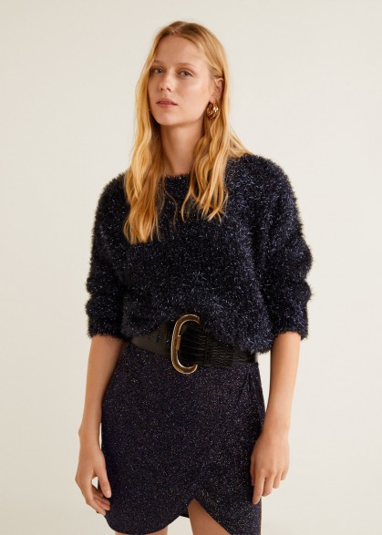 MANGO Metallic finish sweater in night blue – PARTY | sparkly jumpers