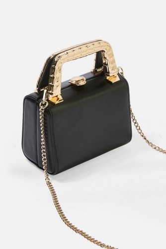 Topshop Mia Met Handle Mini Bag in Black | small glamorous box bags - flipped