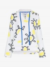 Mira Mikati White V-Neck Sunshine Print Cotton Hoodie | designer hoodies