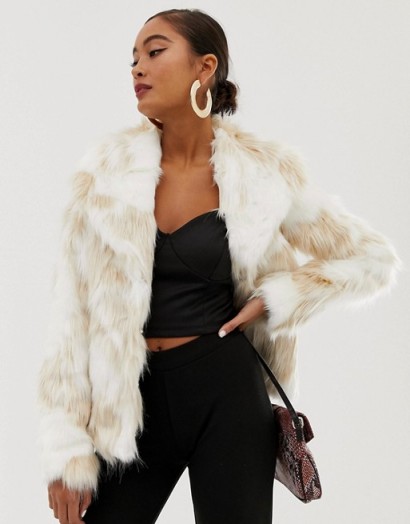 Miss Selfridge faux fur jacket in cream | luxe style winter coats