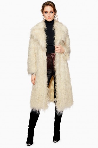 Topshop Mongolian Faux Fur Coat in ivory | winter glamour | shaggy coats