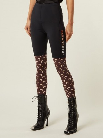 MARINE SERRE Moon-print panelled leggings ~ brown and black printed skinnies - flipped