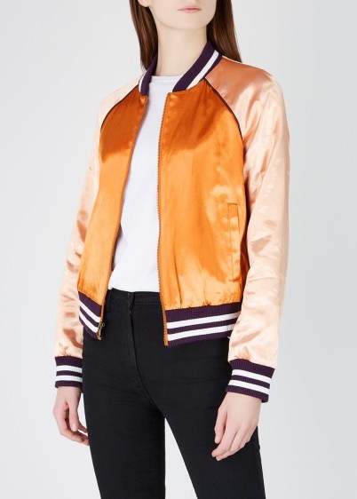 MOTHER Bronze satin bomber jacket – casual luxe - flipped