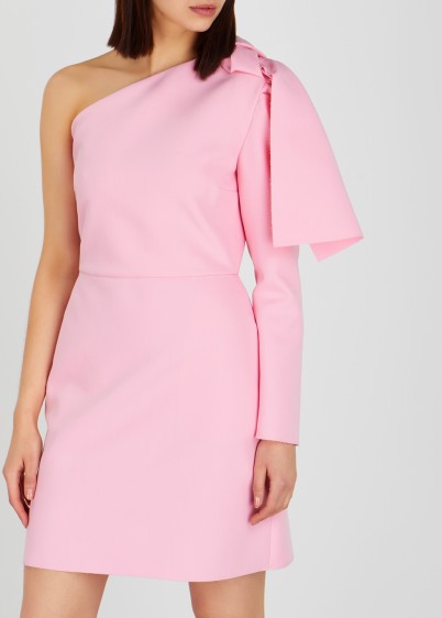 MSGM Pink bow-embellished cady dress ~ feminine one shoulder party dresses