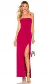 NBD EILEEN GOWN in RASPBERRY | strappy front slit maxi | glam party fashion