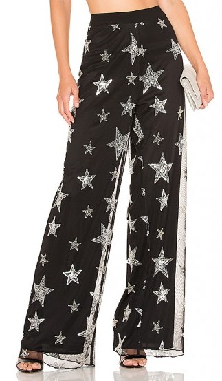 NBD X NAVEN STARRY NIGHT PANTS in BLACK | sequin star overlay trousers | party fashion - flipped