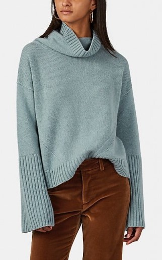 NILI LOTAN Boyd Blue Cashmere Turtleneck Sweater - flipped