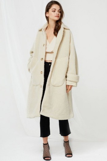 STORETS OLIVIA BOUCLE ROUNDED COAT in ivory | luxe style winter coats - flipped