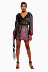 Top Shop Ombre Sequin Wrap Dress in Pink | party glamour